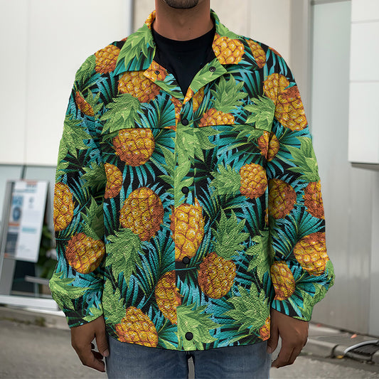 Exotic Tropical Pineapple Pattern Print Men's Shirt Jacket