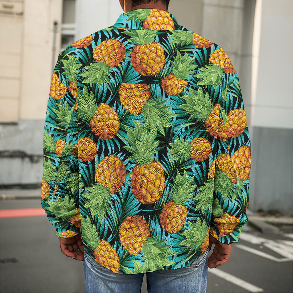 Exotic Tropical Pineapple Pattern Print Men's Shirt Jacket