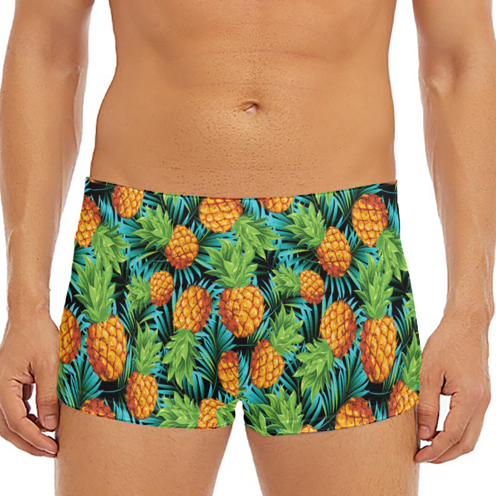 Exotic Tropical Pineapple Pattern Print Men's Short Boxer Briefs