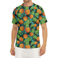 Exotic Tropical Pineapple Pattern Print Men's Short Sleeve Rash Guard