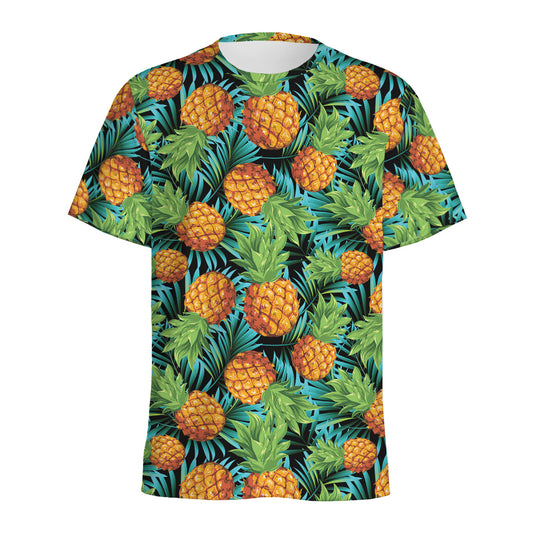 Exotic Tropical Pineapple Pattern Print Men's Sports T-Shirt