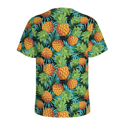 Exotic Tropical Pineapple Pattern Print Men's Sports T-Shirt