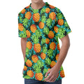 Exotic Tropical Pineapple Pattern Print Men's Velvet T-Shirt