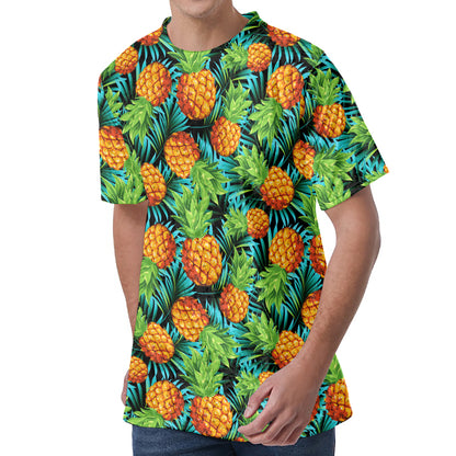 Exotic Tropical Pineapple Pattern Print Men's Velvet T-Shirt