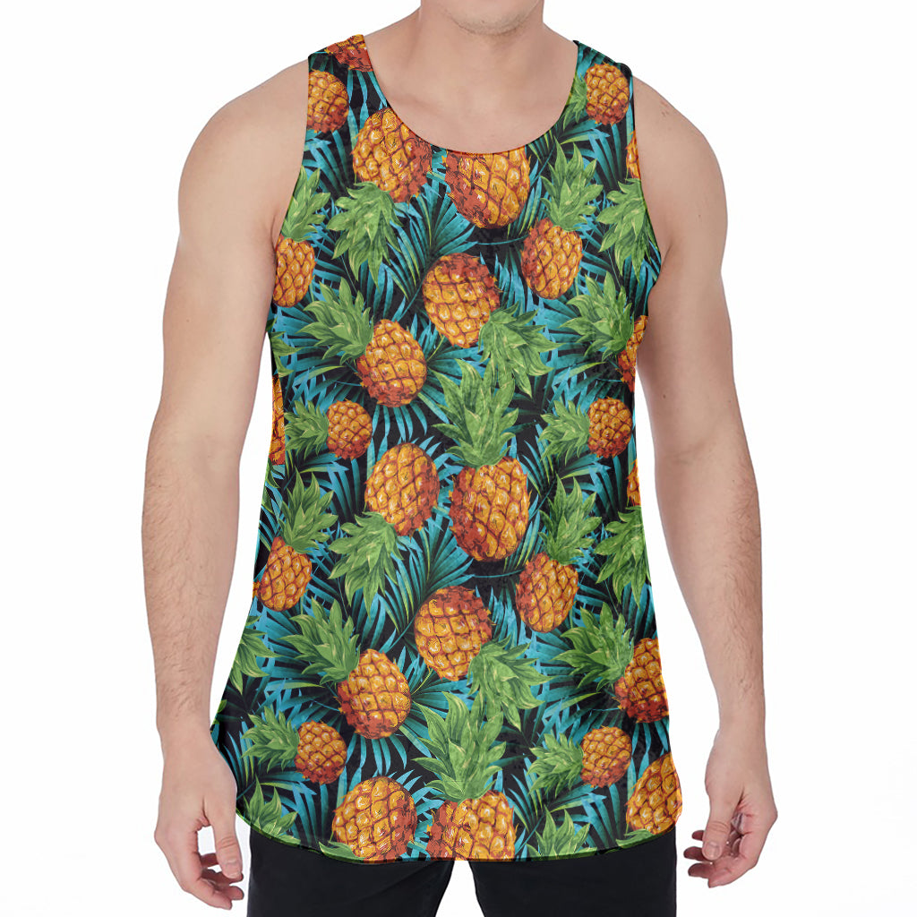 Exotic Tropical Pineapple Pattern Print Men's Velvet Tank Top