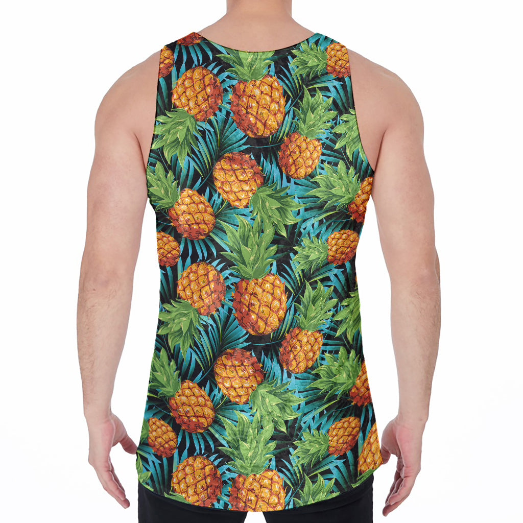 Exotic Tropical Pineapple Pattern Print Men's Velvet Tank Top