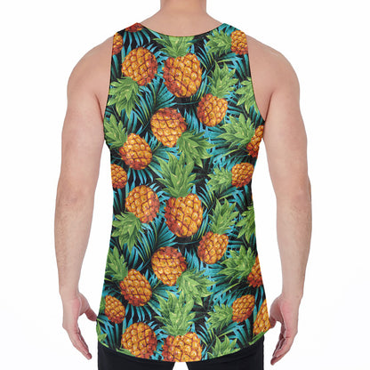 Exotic Tropical Pineapple Pattern Print Men's Velvet Tank Top