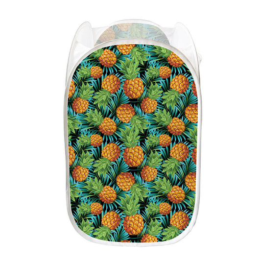 Exotic Tropical Pineapple Pattern Print Mesh Laundry Hamper