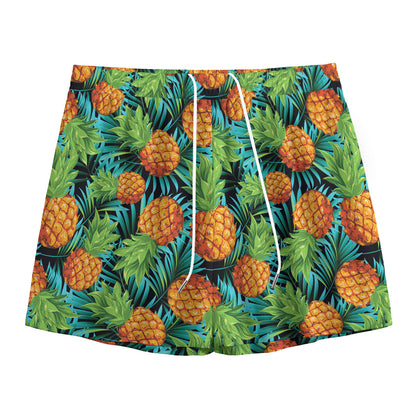 Exotic Tropical Pineapple Pattern Print Mesh Shorts
