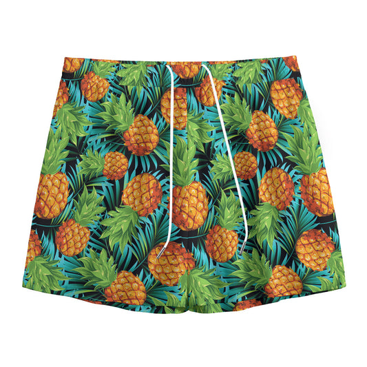 Exotic Tropical Pineapple Pattern Print Mesh Shorts