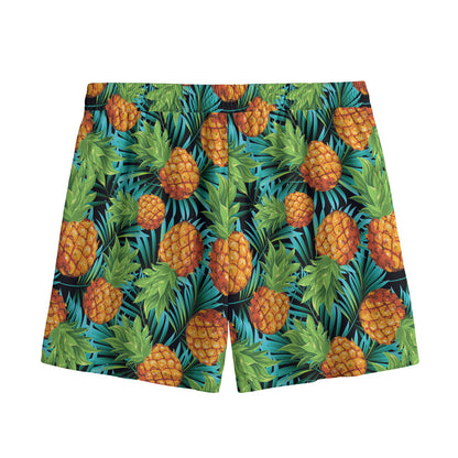 Exotic Tropical Pineapple Pattern Print Mesh Shorts