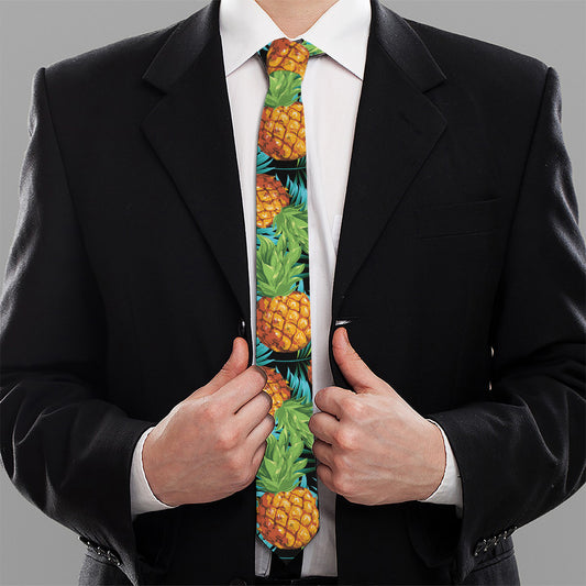 Exotic Tropical Pineapple Pattern Print Necktie