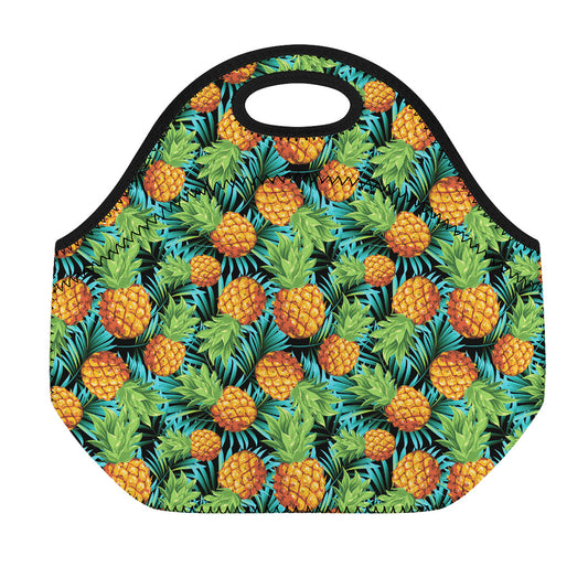 Exotic Tropical Pineapple Pattern Print Neoprene Lunch Bag