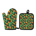 Exotic Tropical Pineapple Pattern Print Oven Mitt And Pot Holder Set