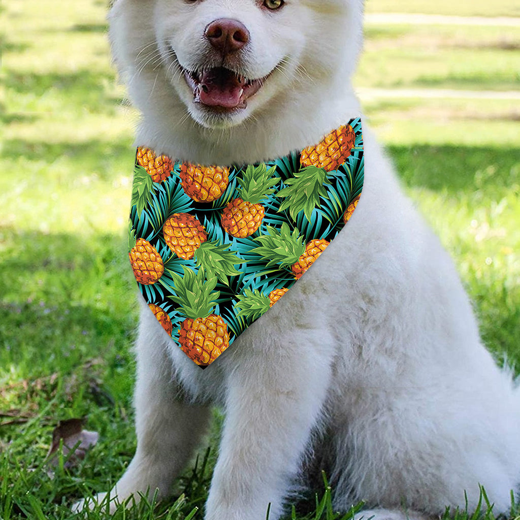 Exotic Tropical Pineapple Pattern Print Over The Collar Dog Bandana