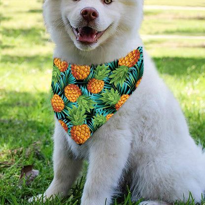 Exotic Tropical Pineapple Pattern Print Over The Collar Dog Bandana