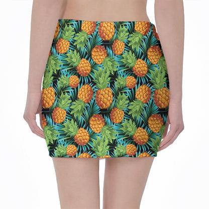 Exotic Tropical Pineapple Pattern Print Pencil Mini Skirt