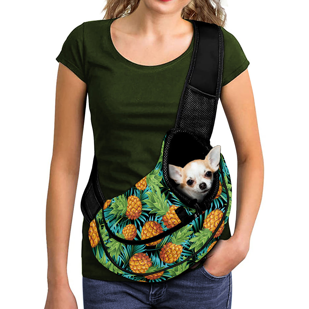 Exotic Tropical Pineapple Pattern Print Pet Sling Carrier