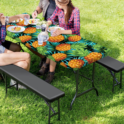 Exotic Tropical Pineapple Pattern Print Picnic Table Cover