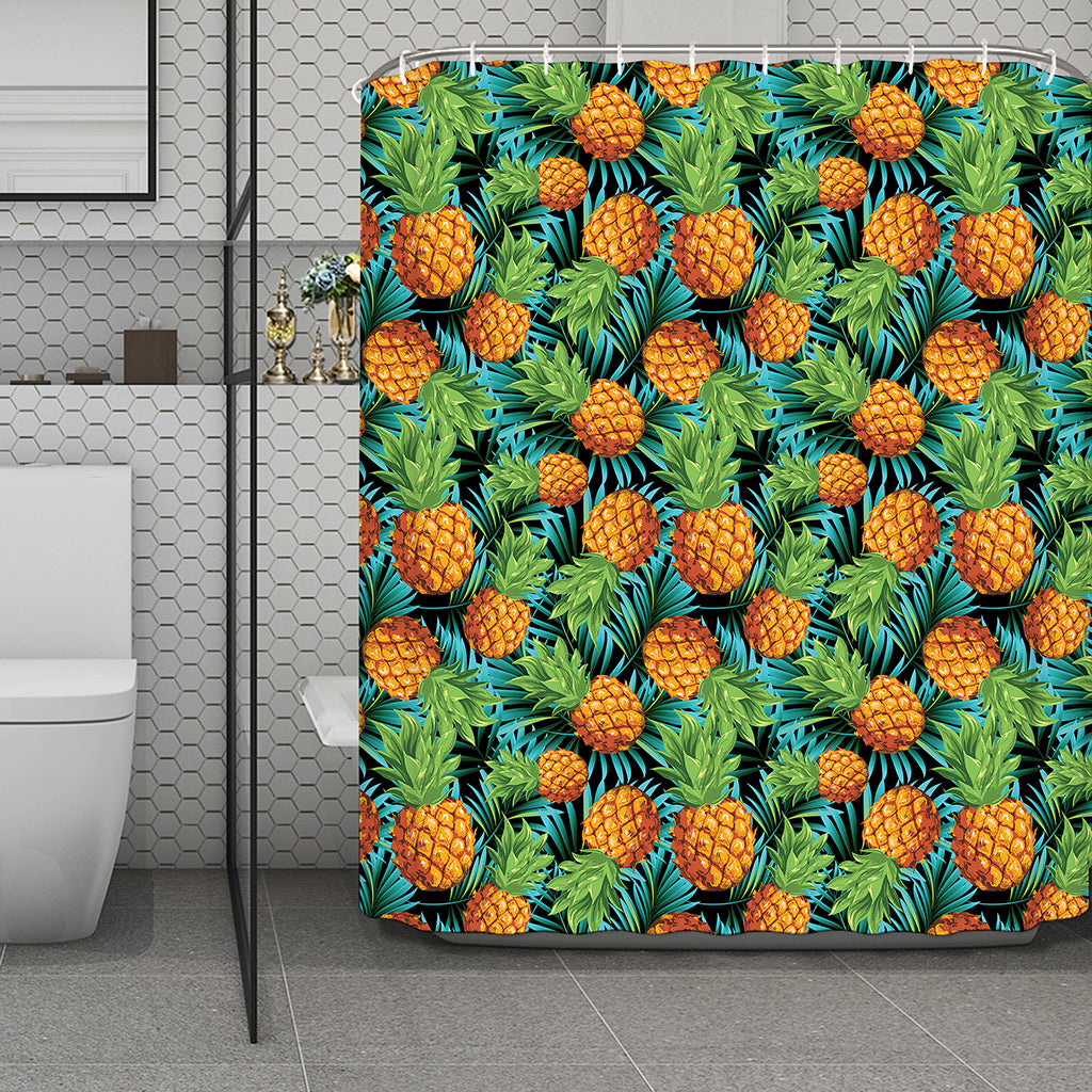 Exotic Tropical Pineapple Pattern Print Polyester Shower Curtain