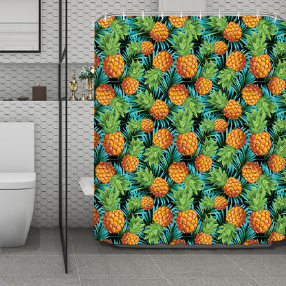 Exotic Tropical Pineapple Pattern Print Polyester Shower Curtain