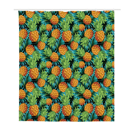 Exotic Tropical Pineapple Pattern Print Polyester Shower Curtain