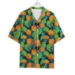 Exotic Tropical Pineapple Pattern Print Rayon Hawaiian Shirt