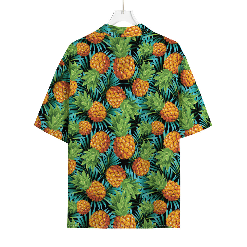 Exotic Tropical Pineapple Pattern Print Rayon Hawaiian Shirt
