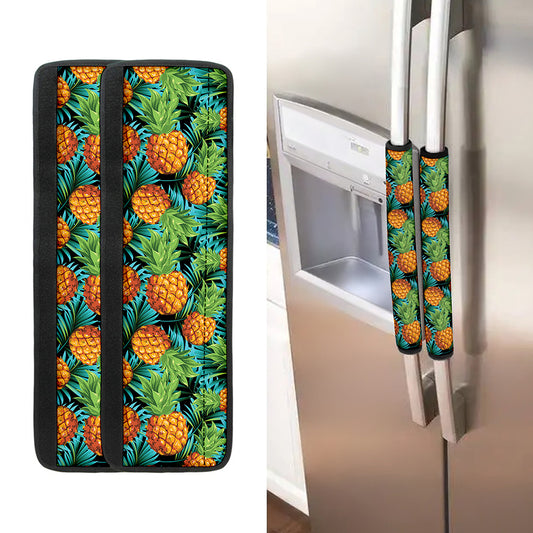Exotic Tropical Pineapple Pattern Print Refrigerator Handle Covers