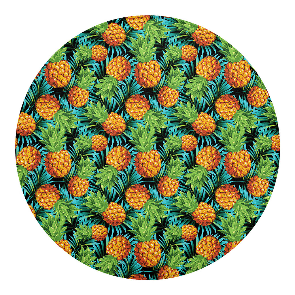 Exotic Tropical Pineapple Pattern Print Round Blanket