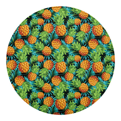 Exotic Tropical Pineapple Pattern Print Round Blanket