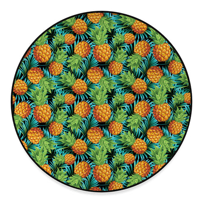 Exotic Tropical Pineapple Pattern Print Round Floor Mat