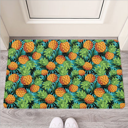 Exotic Tropical Pineapple Pattern Print Rubber Doormat