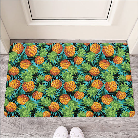 Exotic Tropical Pineapple Pattern Print Rubber Doormat