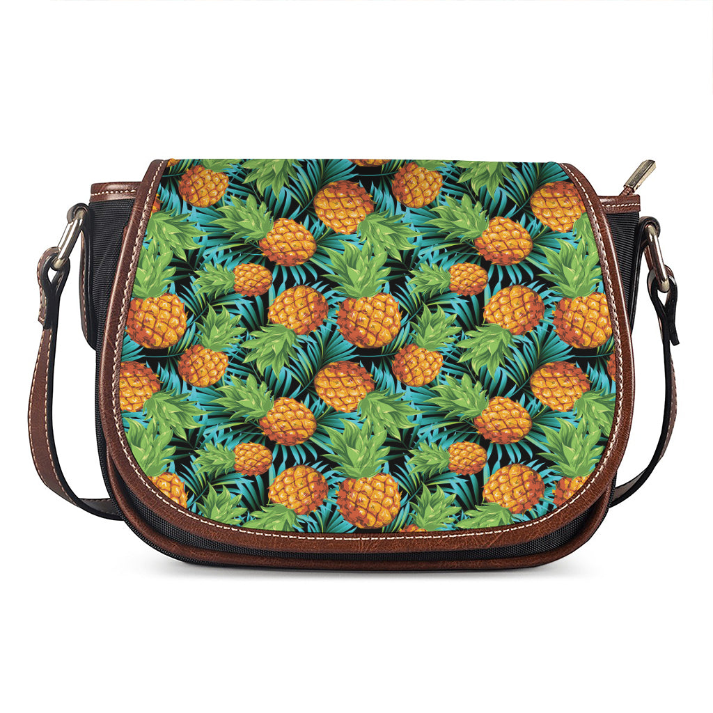 Exotic Tropical Pineapple Pattern Print Saddle Bag