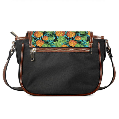 Exotic Tropical Pineapple Pattern Print Saddle Bag
