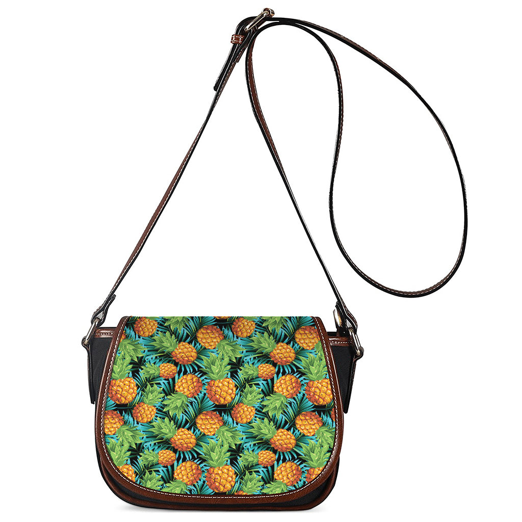 Exotic Tropical Pineapple Pattern Print Saddle Bag