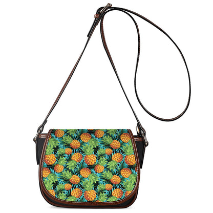 Exotic Tropical Pineapple Pattern Print Saddle Bag