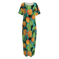 Exotic Tropical Pineapple Pattern Print Short Sleeve Long Nightdress
