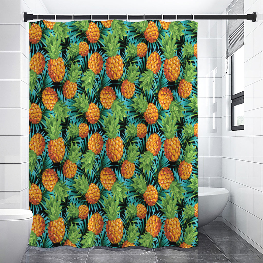 Exotic Tropical Pineapple Pattern Print Shower Curtain