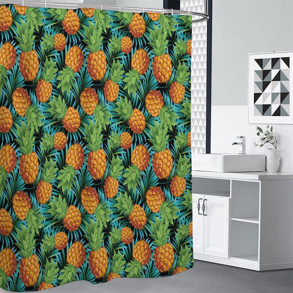 Exotic Tropical Pineapple Pattern Print Shower Curtain