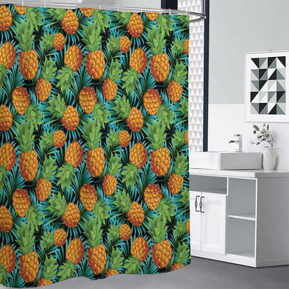 Exotic Tropical Pineapple Pattern Print Shower Curtain