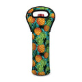 Exotic Tropical Pineapple Pattern Print Single Neoprene Wine Tote