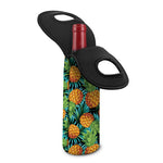 Exotic Tropical Pineapple Pattern Print Single Neoprene Wine Tote