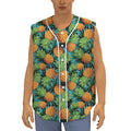 Exotic Tropical Pineapple Pattern Print Sleeveless Baseball Jersey