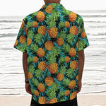 Exotic Tropical Pineapple Pattern Print Textured Short Sleeve Shirt