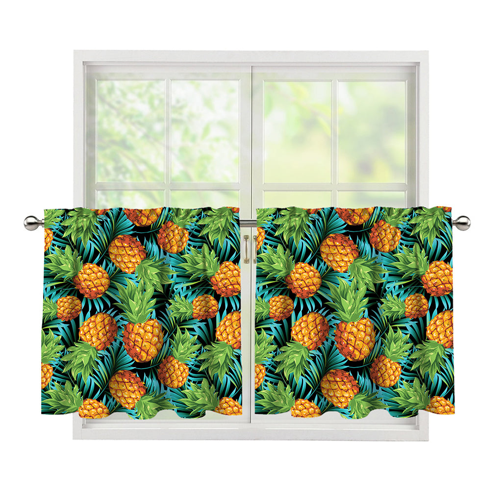 Exotic Tropical Pineapple Pattern Print Tier Curtains