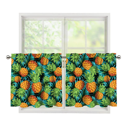 Exotic Tropical Pineapple Pattern Print Tier Curtains