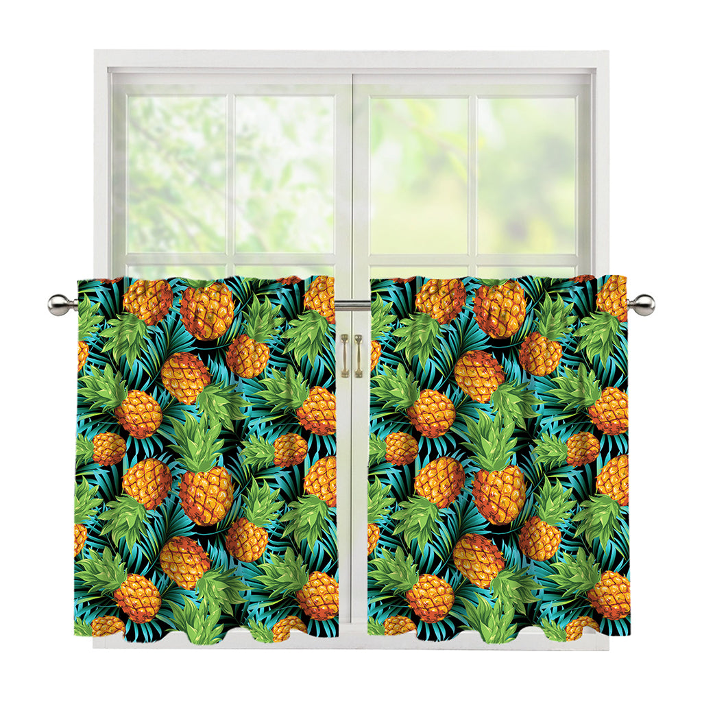 Exotic Tropical Pineapple Pattern Print Tier Curtains