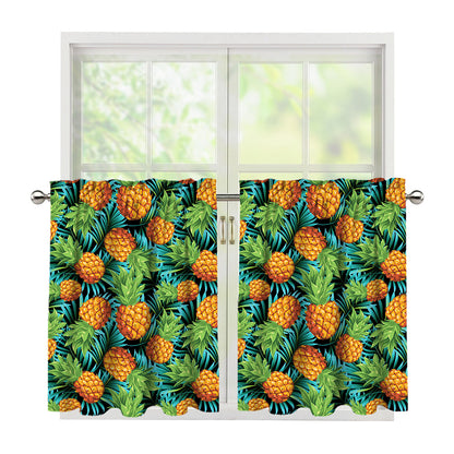 Exotic Tropical Pineapple Pattern Print Tier Curtains